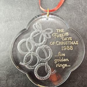 1988 Hallmark Ornament 5 Golden Rings 12 Days Of Christmas Acrylic Collection